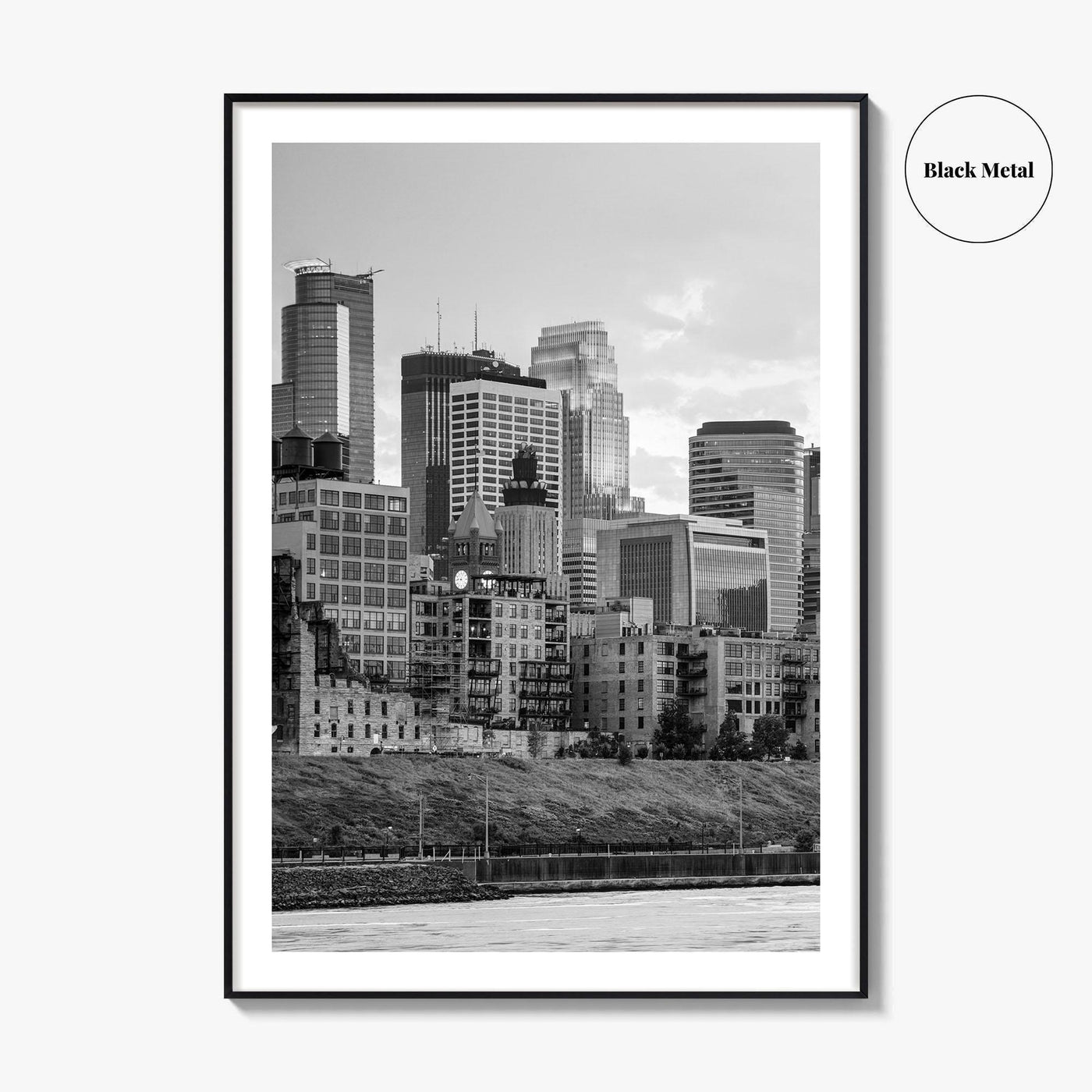 Minneapolis Skyline Black and White Fine Art Photo Print, Stone Arch Bridge Minnesota Poster