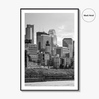 Minneapolis Skyline Black and White Fine Art Photo Print, Stone Arch Bridge Minnesota Poster