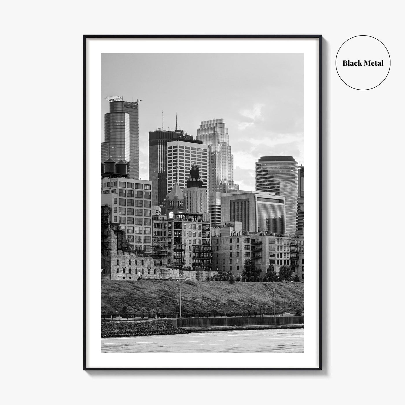 Minneapolis Skyline Black and White Fine Art Photo Print, Stone Arch Bridge Minnesota Poster