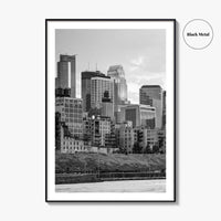 Minneapolis Skyline Black and White Fine Art Photo Print, Stone Arch Bridge Minnesota Poster