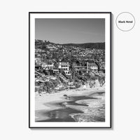 Laguna Beach Black and White Fine Art Photo Print, Crescent Bay California Poster