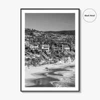 Laguna Beach Black and White Fine Art Photo Print, Crescent Bay California Poster