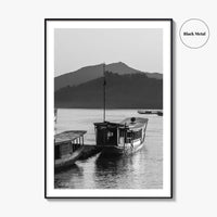 Luang Prabang Black and White Fine Art Photo Print, Mekong River Laos Poster