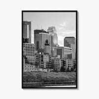 Minneapolis Skyline Black and White Fine Art Photo Print, Stone Arch Bridge Minnesota Poster