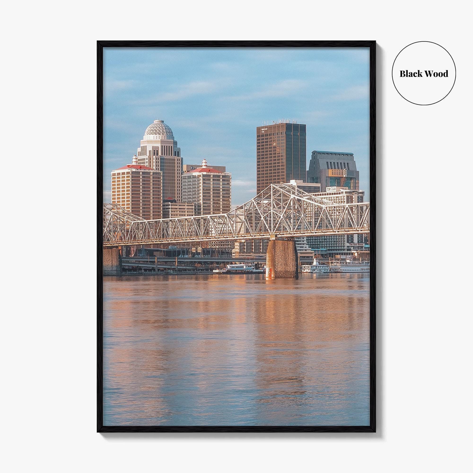 Louisville Skyline Fine Art Photo Print, Kentucky, Clark Memorial Bridge, Ohio River Poster