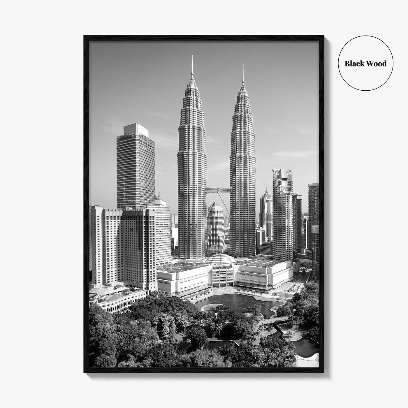 Kuala Lumpur Skyline Black and White Fine Art Photo Print, Malaysia Poster