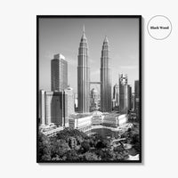 Kuala Lumpur Skyline Black and White Fine Art Photo Print, Malaysia Poster