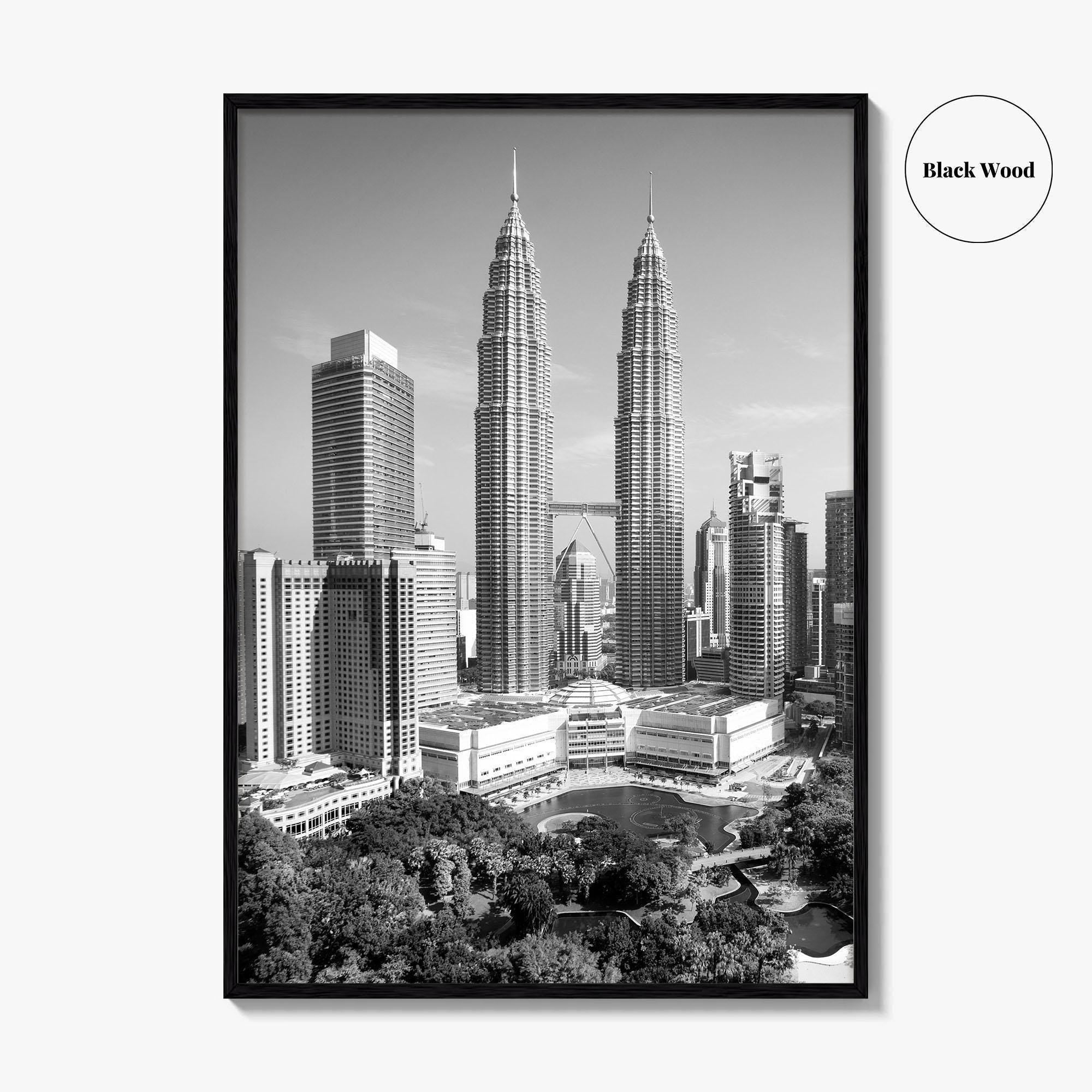 Kuala Lumpur Skyline Black and White Fine Art Photo Print, Malaysia Poster