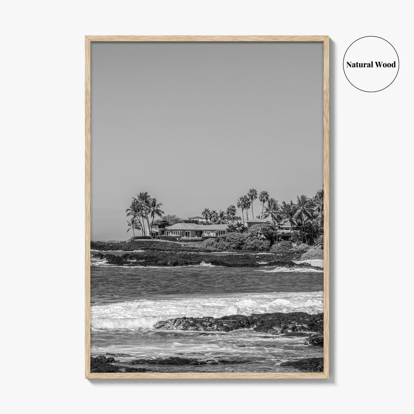 Kailua Kona Black and White Fine Art Photo Print, Alula Beach, Big Island Hawaii