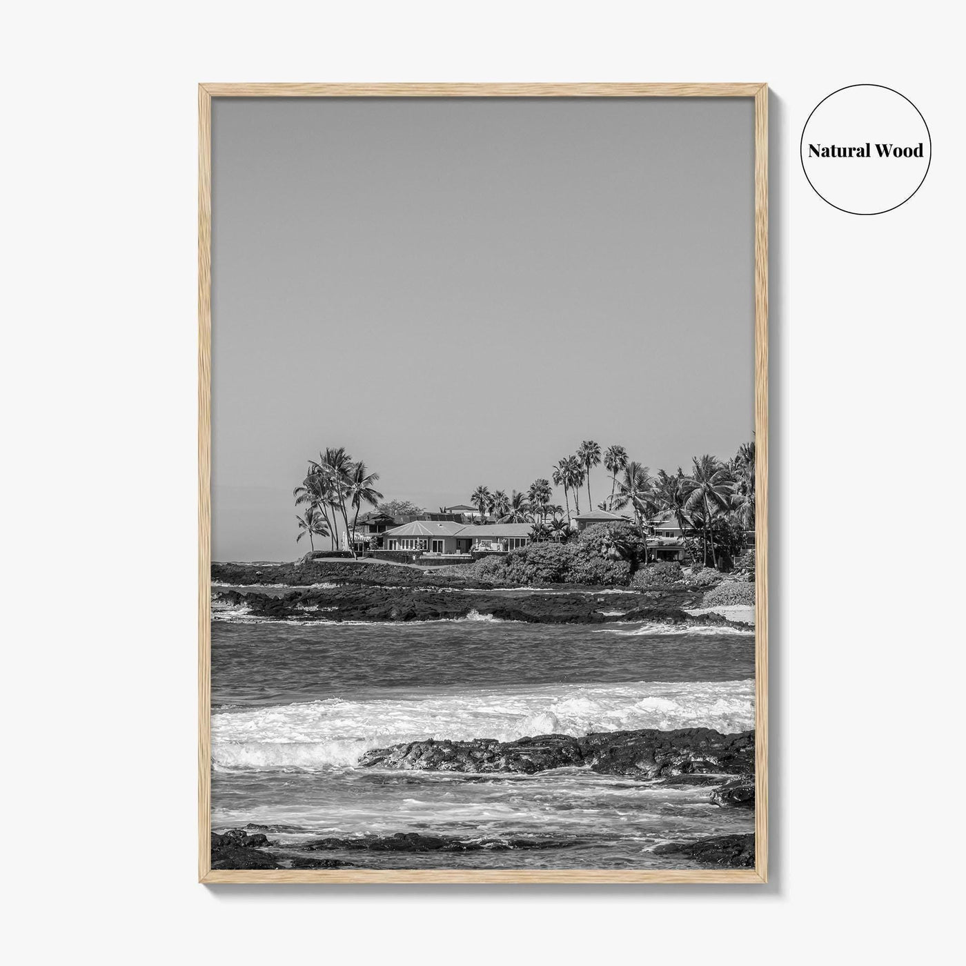 Kailua Kona Black and White Fine Art Photo Print, Alula Beach, Big Island Hawaii