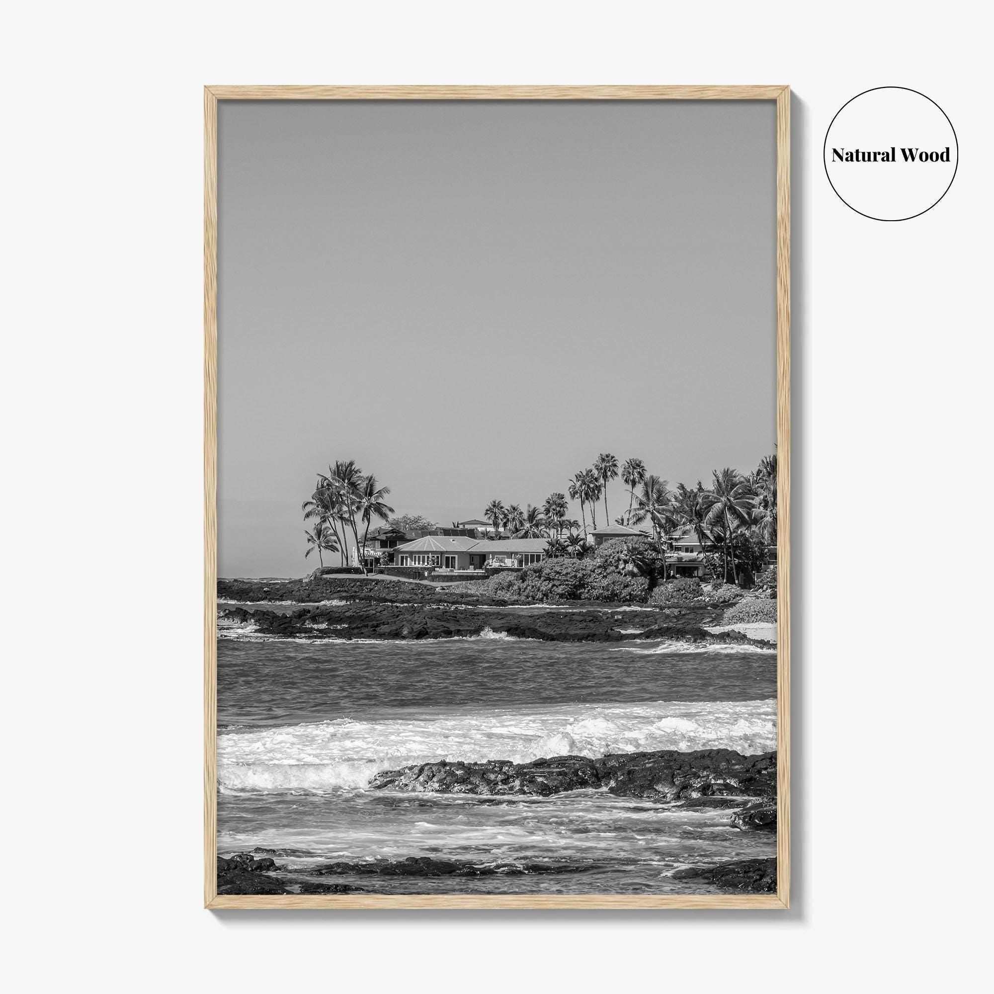 Kailua Kona Black and White Fine Art Photo Print, Alula Beach, Big Island Hawaii
