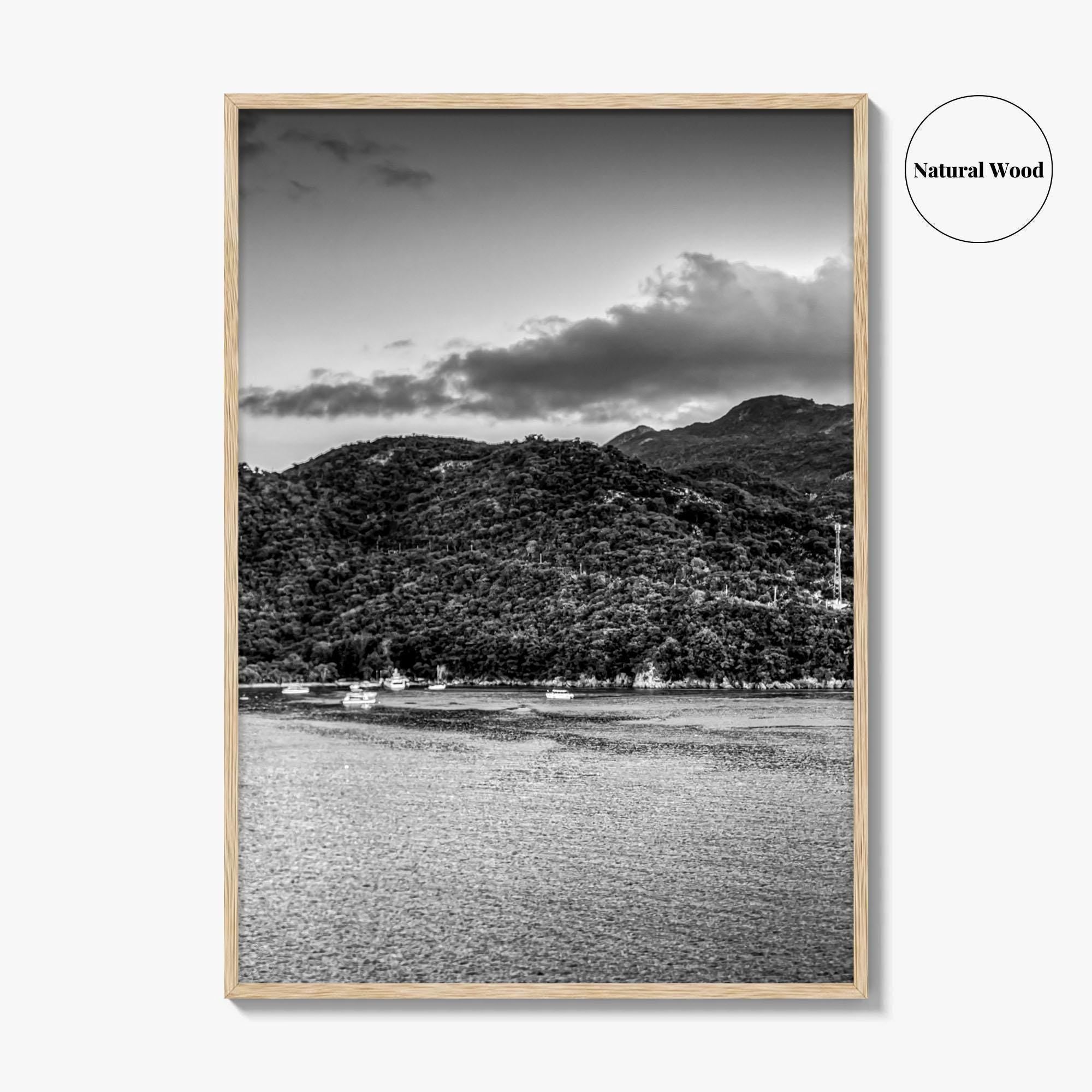 Labadee Black and White Fine Art Photo Print, Haiti Wall Poster, Tropical Port
