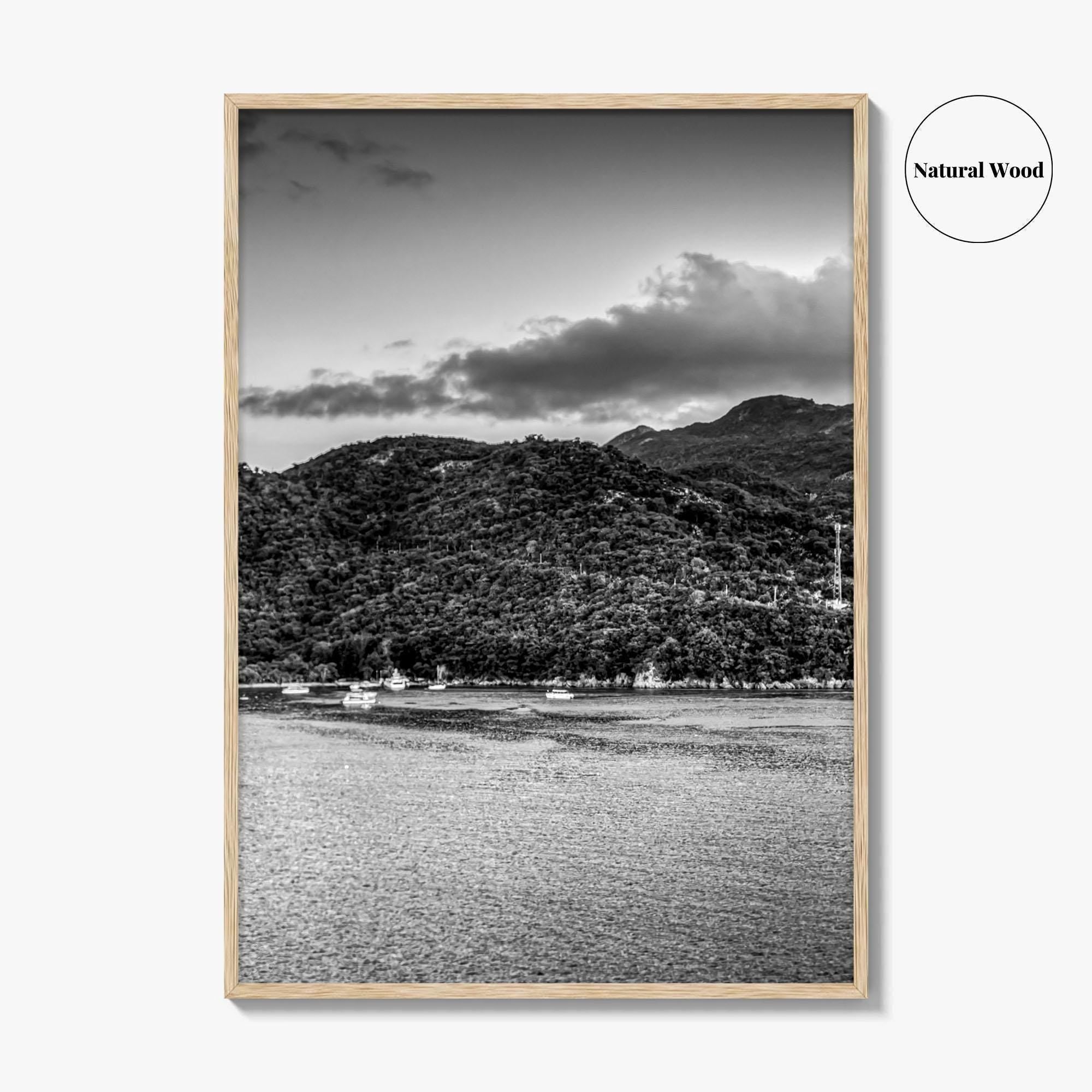 Labadee Black and White Fine Art Photo Print, Haiti Wall Poster, Tropical Port