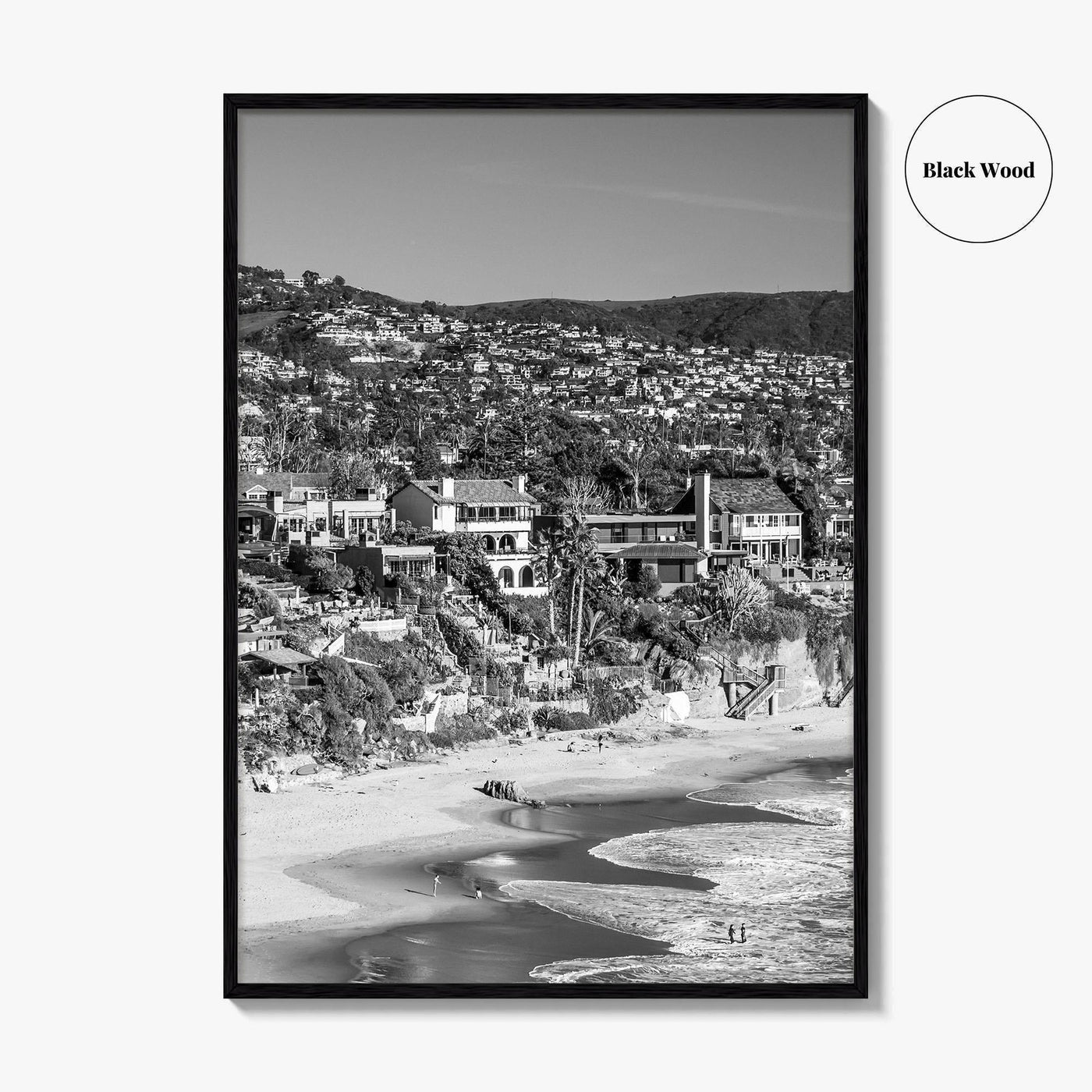 Laguna Beach Black and White Fine Art Photo Print, Crescent Bay California Poster