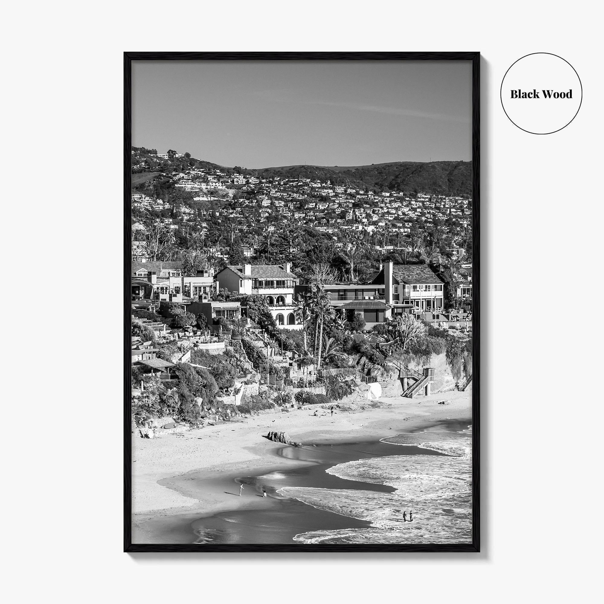 Laguna Beach Black and White Fine Art Photo Print, Crescent Bay California Poster