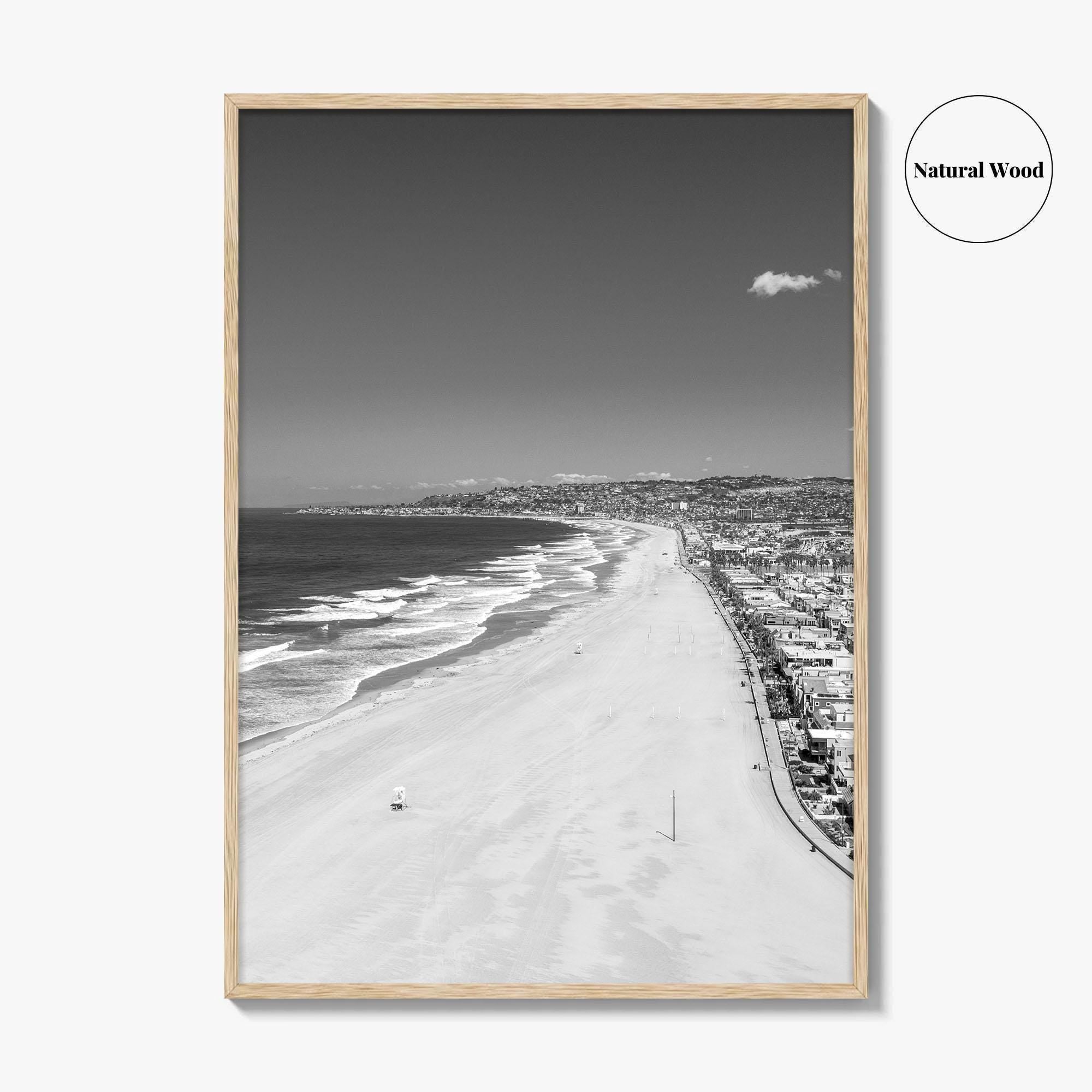 Mission Beach Black and White Fine Art Photo Print, San Diego Poster, California Poster