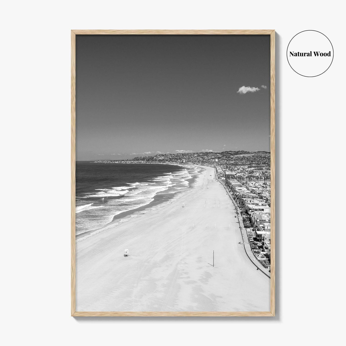 Mission Beach Black and White Fine Art Photo Print, San Diego Poster, California Poster