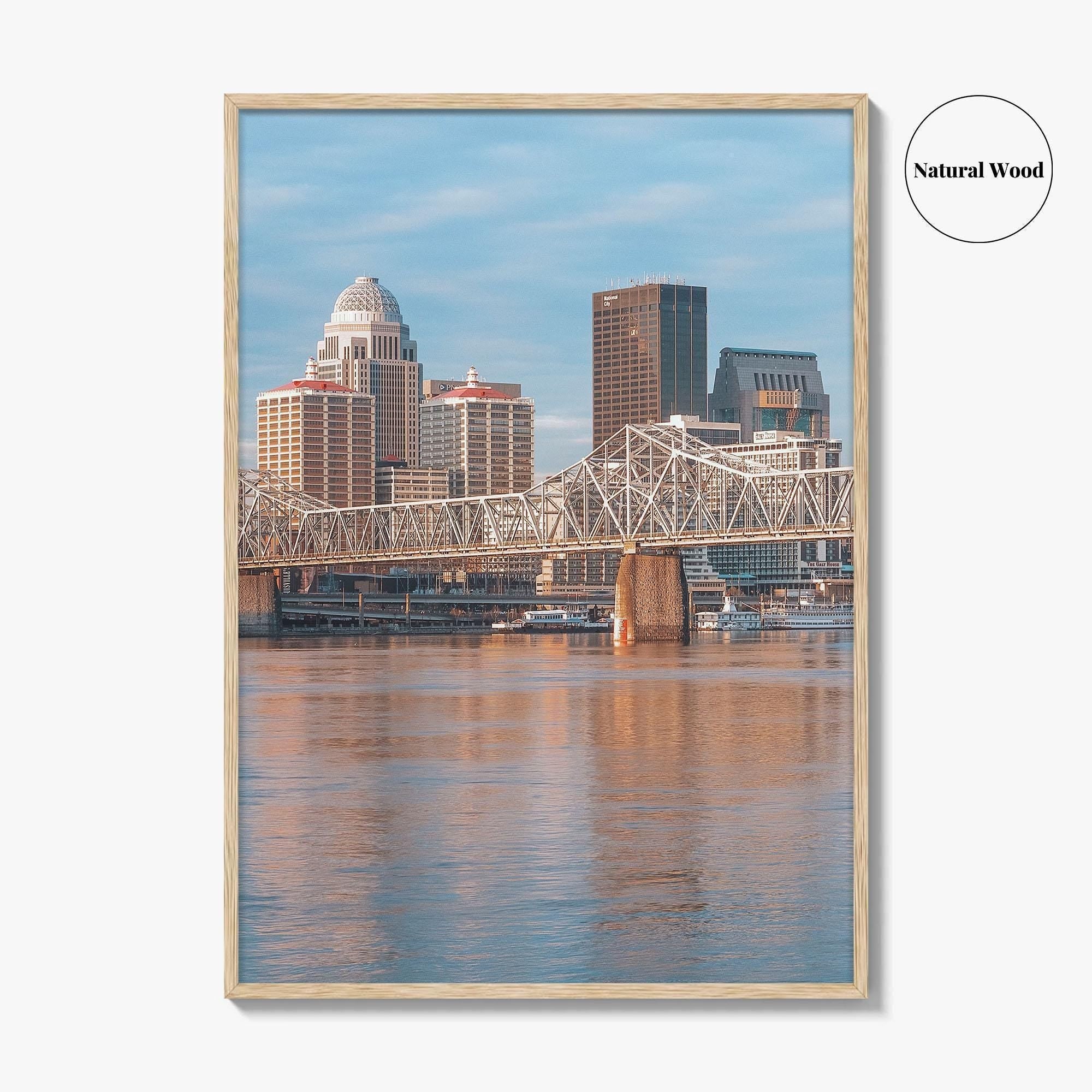 Louisville Skyline Fine Art Photo Print, Kentucky, Clark Memorial Bridge, Ohio River Poster