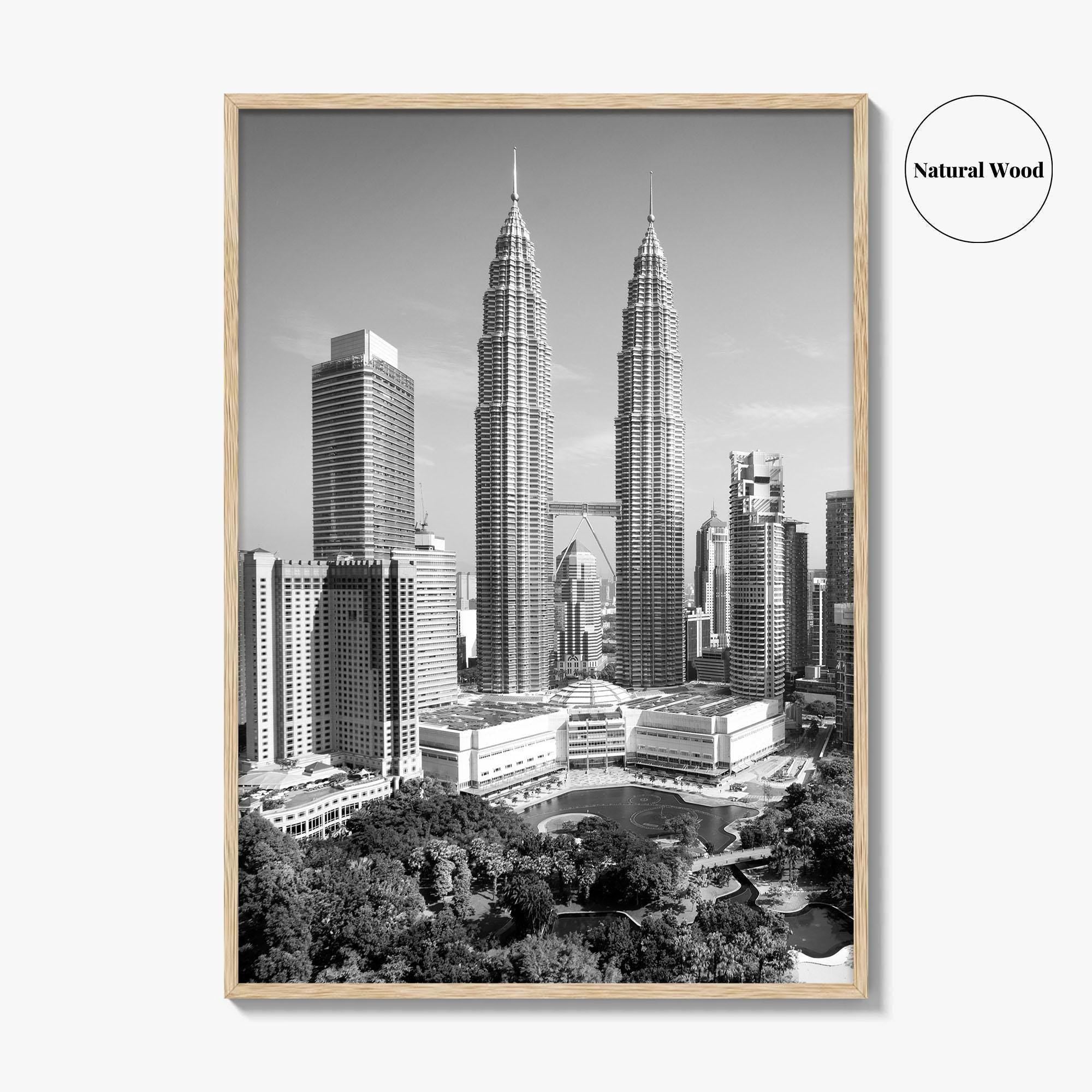 Kuala Lumpur Skyline Black and White Fine Art Photo Print, Malaysia Poster