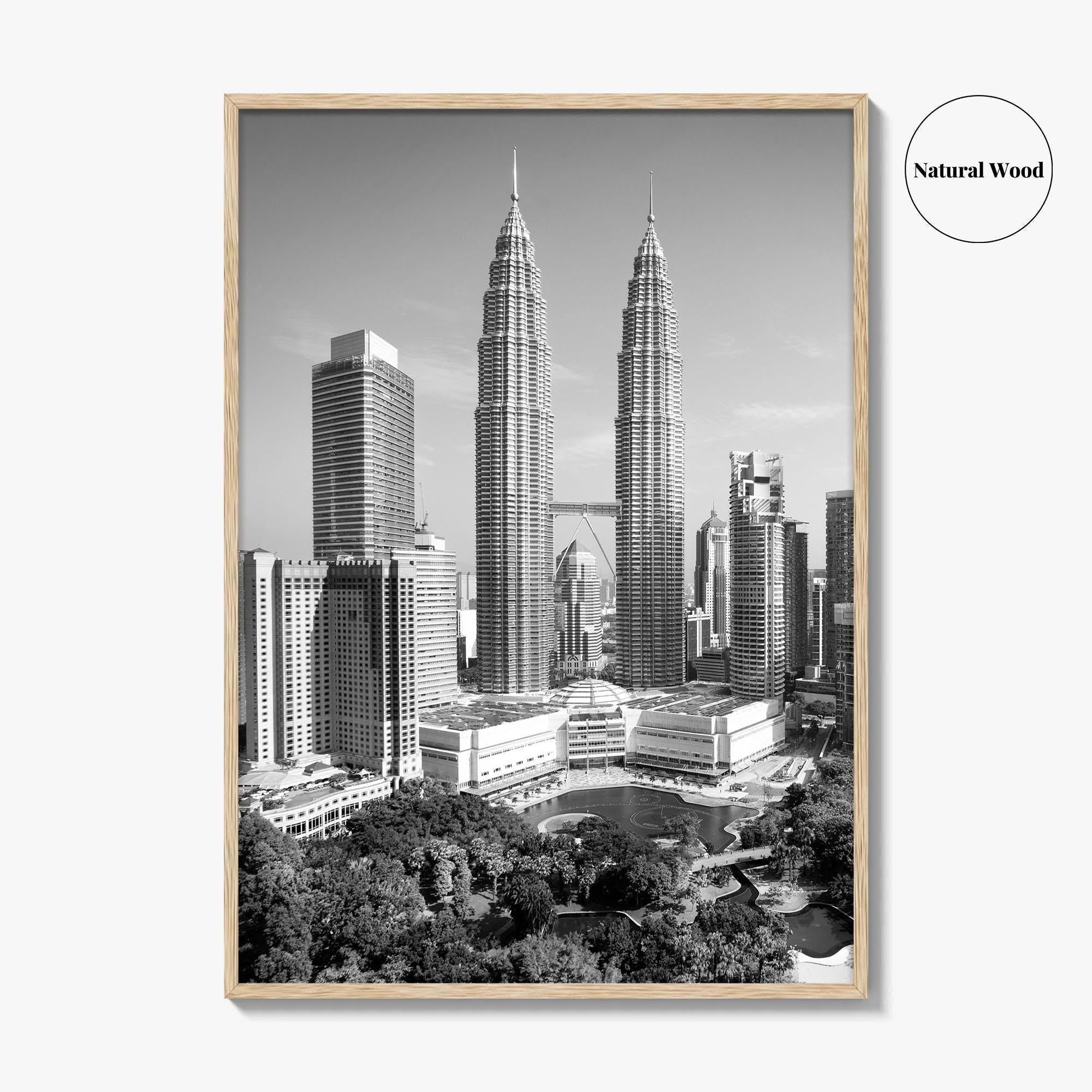 Kuala Lumpur Skyline Black and White Fine Art Photo Print, Malaysia Poster
