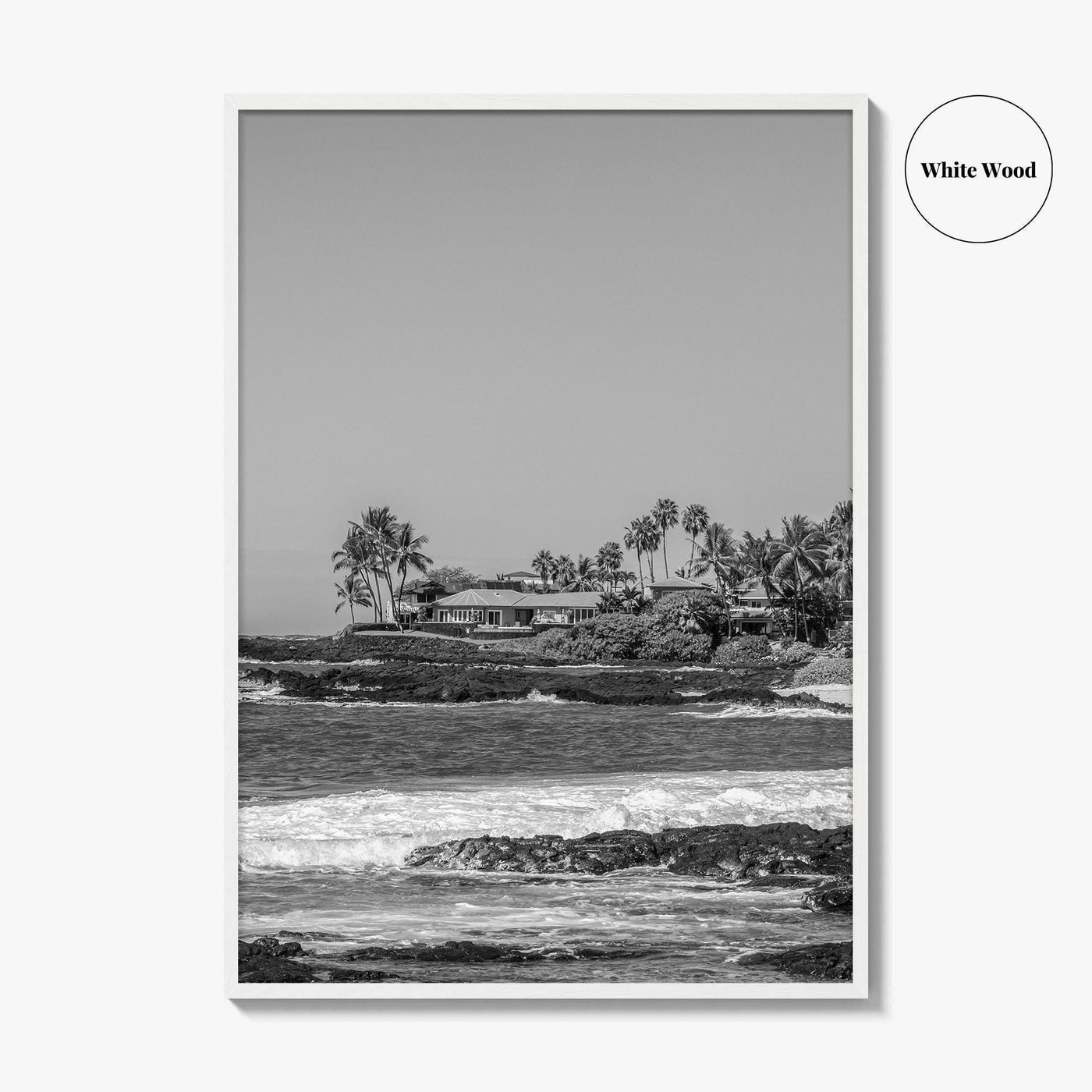 Kailua Kona Black and White Fine Art Photo Print, Alula Beach, Big Island Hawaii