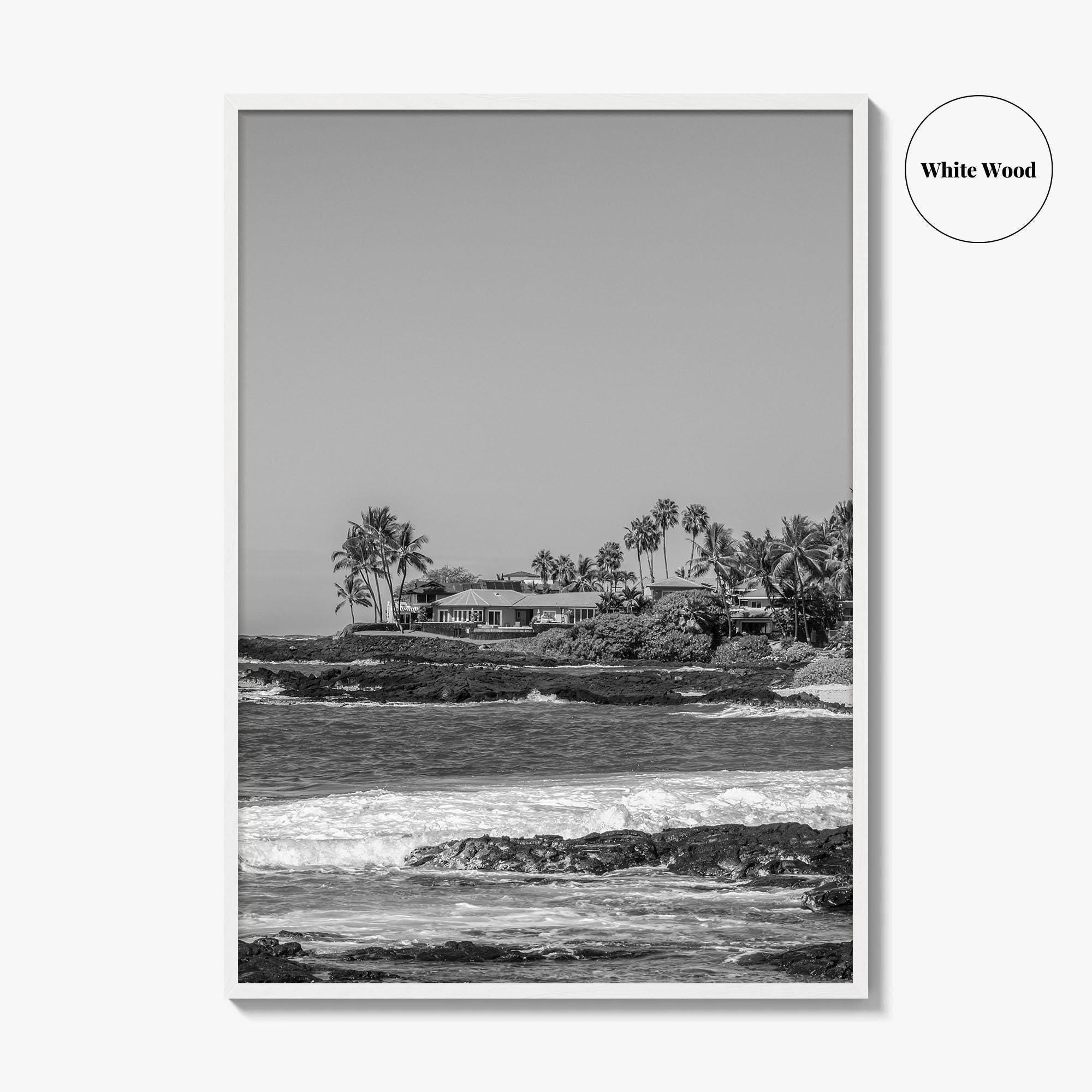 Kailua Kona Black and White Fine Art Photo Print, Alula Beach, Big Island Hawaii