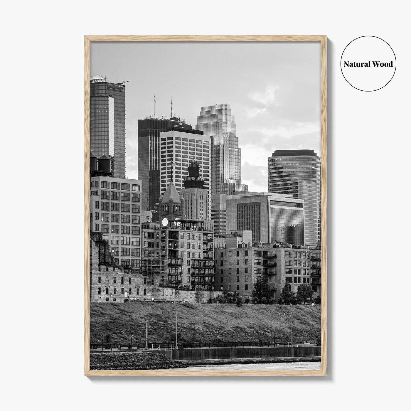 Minneapolis Skyline Black and White Fine Art Photo Print, Stone Arch Bridge Minnesota Poster
