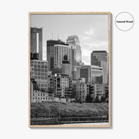 Minneapolis Skyline Black and White Fine Art Photo Print, Stone Arch Bridge Minnesota Poster
