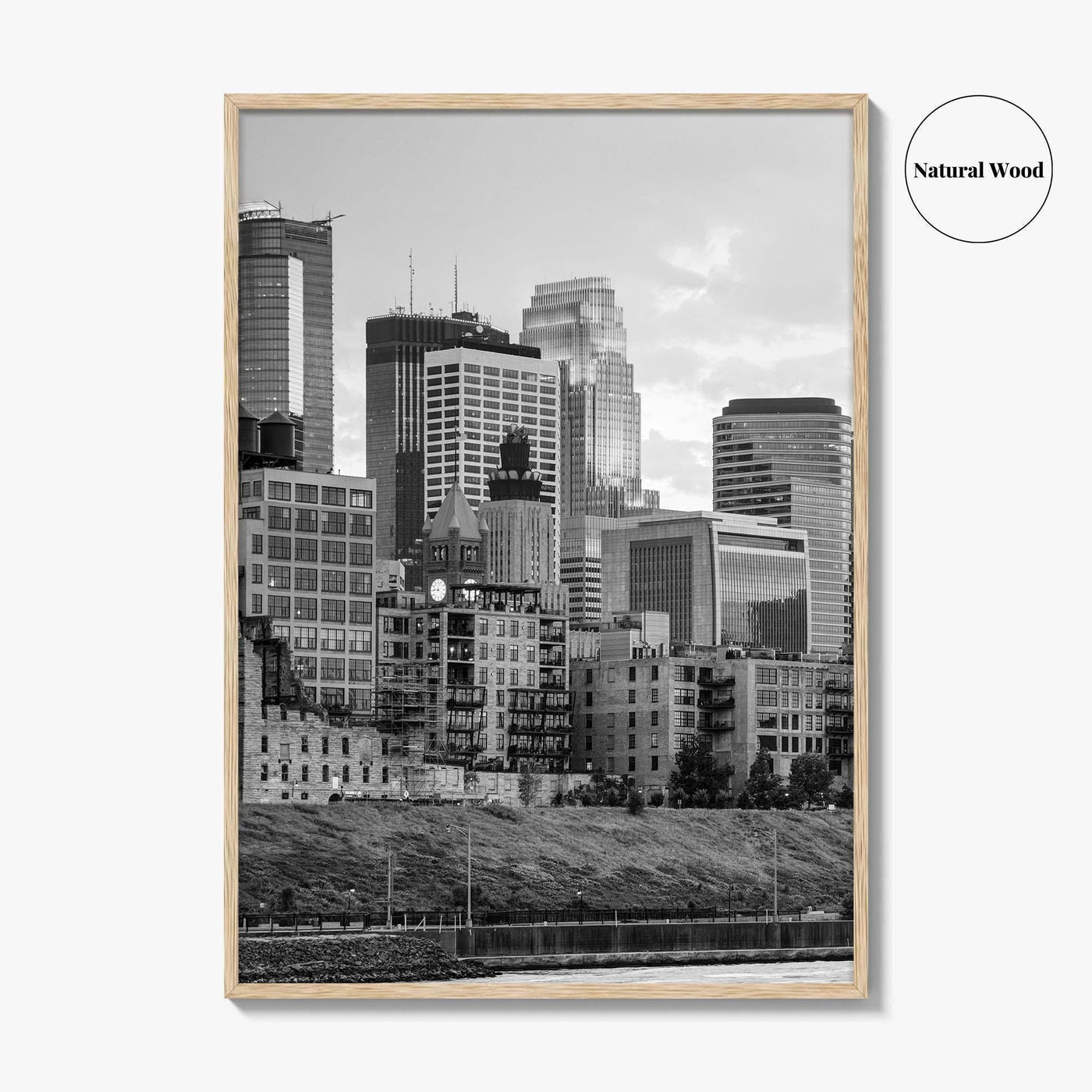 Minneapolis Skyline Black and White Fine Art Photo Print, Stone Arch Bridge Minnesota Poster