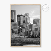 Minneapolis Skyline Black and White Fine Art Photo Print, Stone Arch Bridge Minnesota Poster