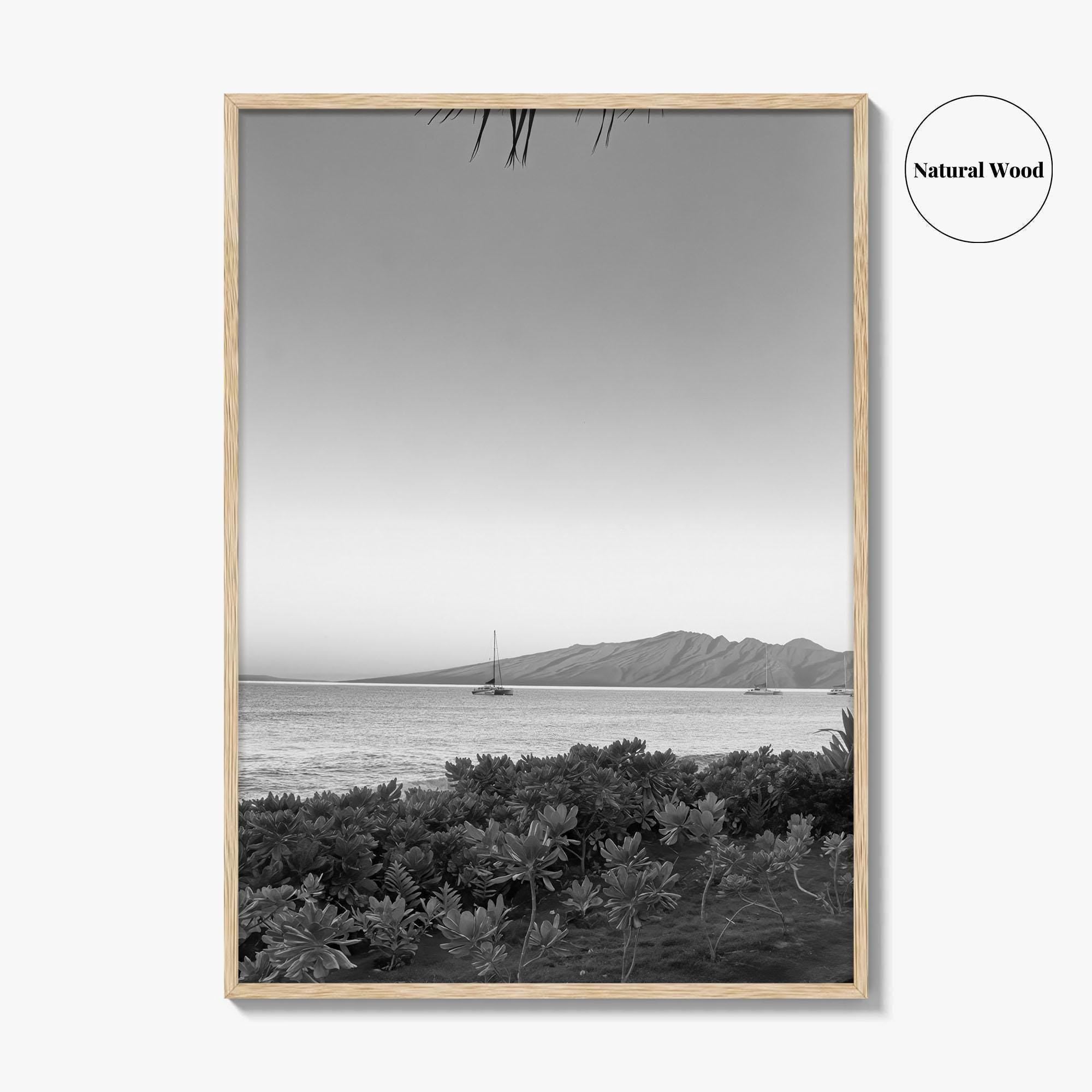 Lahaina Black and White Fine Art Photo Print, Kaanapali Beach, Molokai, Maui Hawaii Poster
