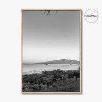 Lahaina Black and White Fine Art Photo Print, Kaanapali Beach, Molokai, Maui Hawaii Poster