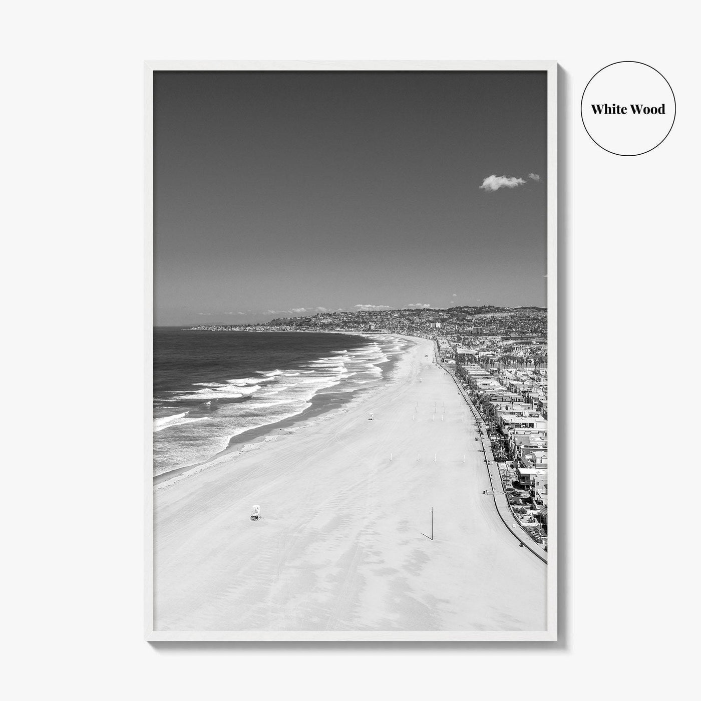 Mission Beach Black and White Fine Art Photo Print, San Diego Poster, California Poster