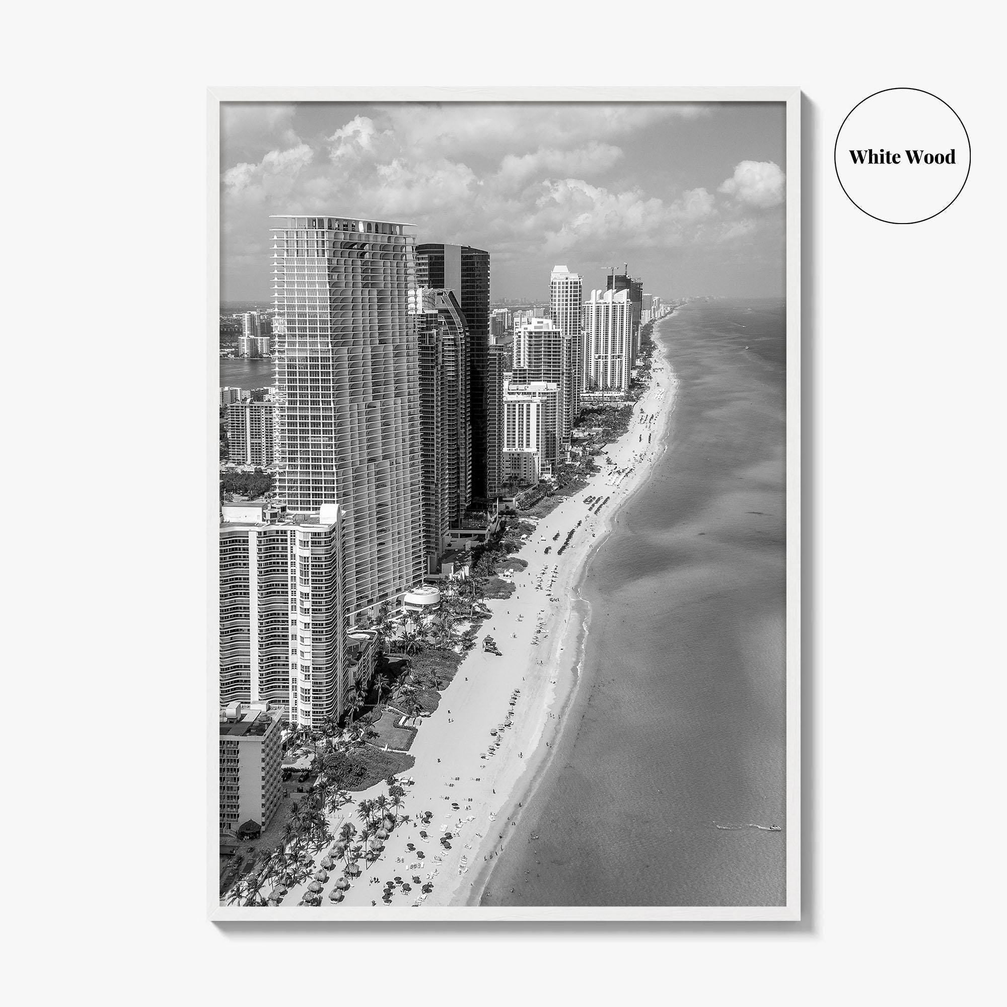 Miami Black and White Fine Art Photo Print, South Beach Florida Poster