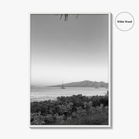 Lahaina Black and White Fine Art Photo Print, Kaanapali Beach, Molokai, Maui Hawaii Poster