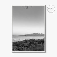 Lahaina Black and White Fine Art Photo Print, Kaanapali Beach, Molokai, Maui Hawaii Poster