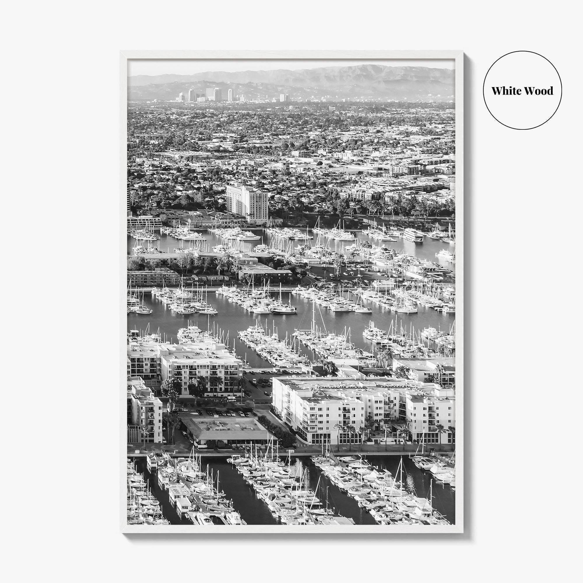 Marina del Rey Black and White Fine Art Photo Print, Los Angeles Poster