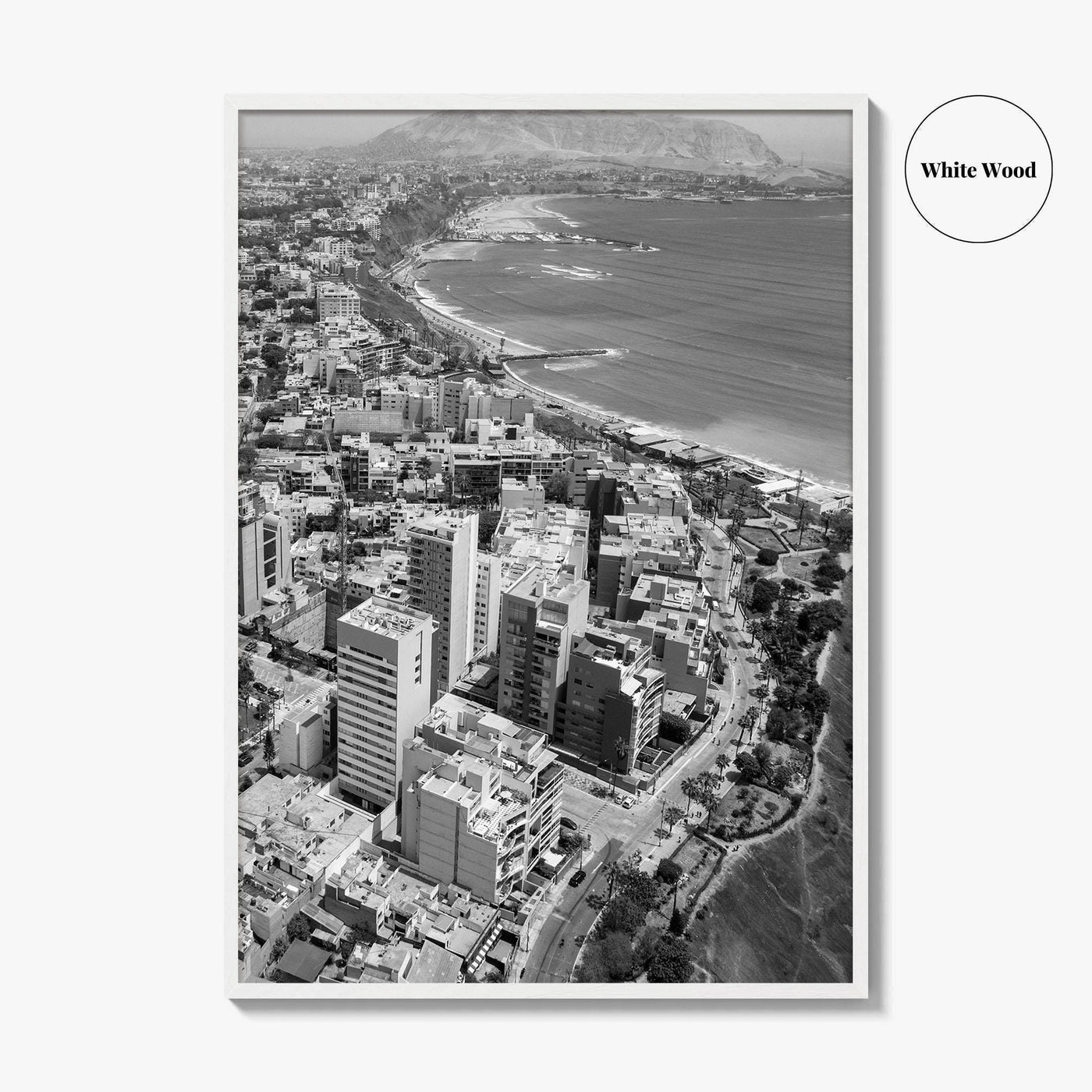 Lima Black and White Fine Art Photo Print, Miraflores Peru Poster