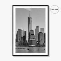 Lower Manhattan Skyline Black and White Fine Art Photo Print, NYC Hudson River Poster