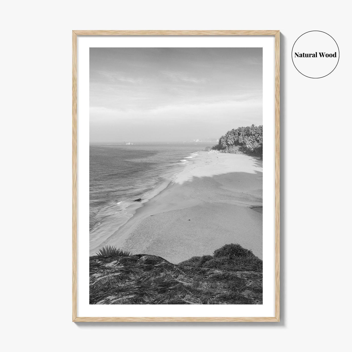 Kerala Black and White Fine Art Photo Print, Kovalam Beach, India Poster