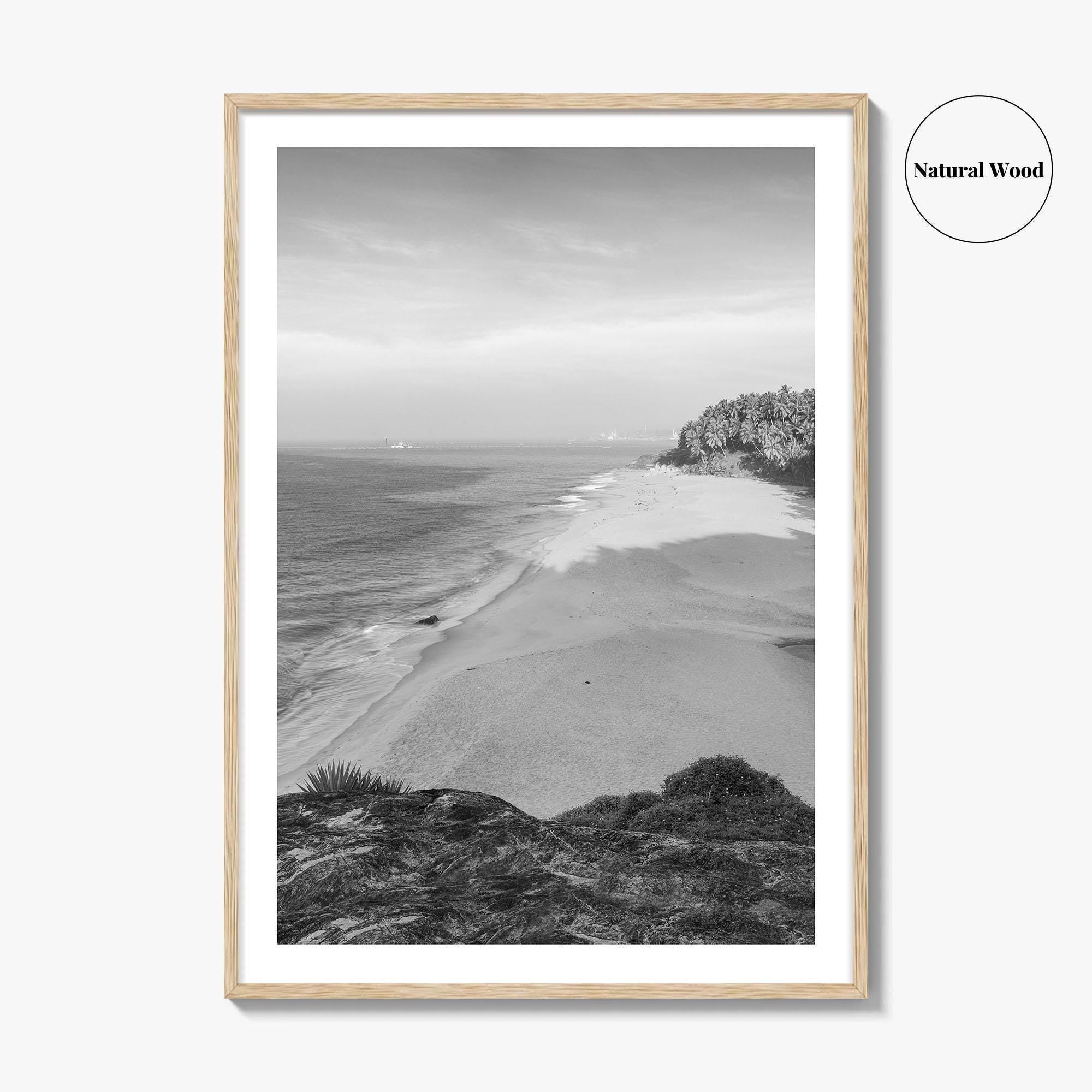 Kerala Black and White Fine Art Photo Print, Kovalam Beach, India Poster