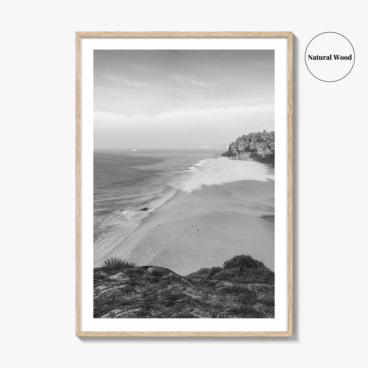 Kerala Black and White Fine Art Photo Print, Kovalam Beach, India Poster