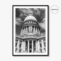 Madison Black and White Fine Art Photo Print, Wisconsin Capitol Building, Wisconsin Poster
