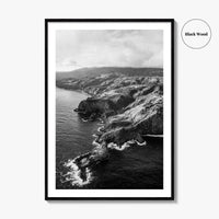Maui Black and White Fine Art Photo Print, Hawaii Aerial Island Ocean Landscape Poster