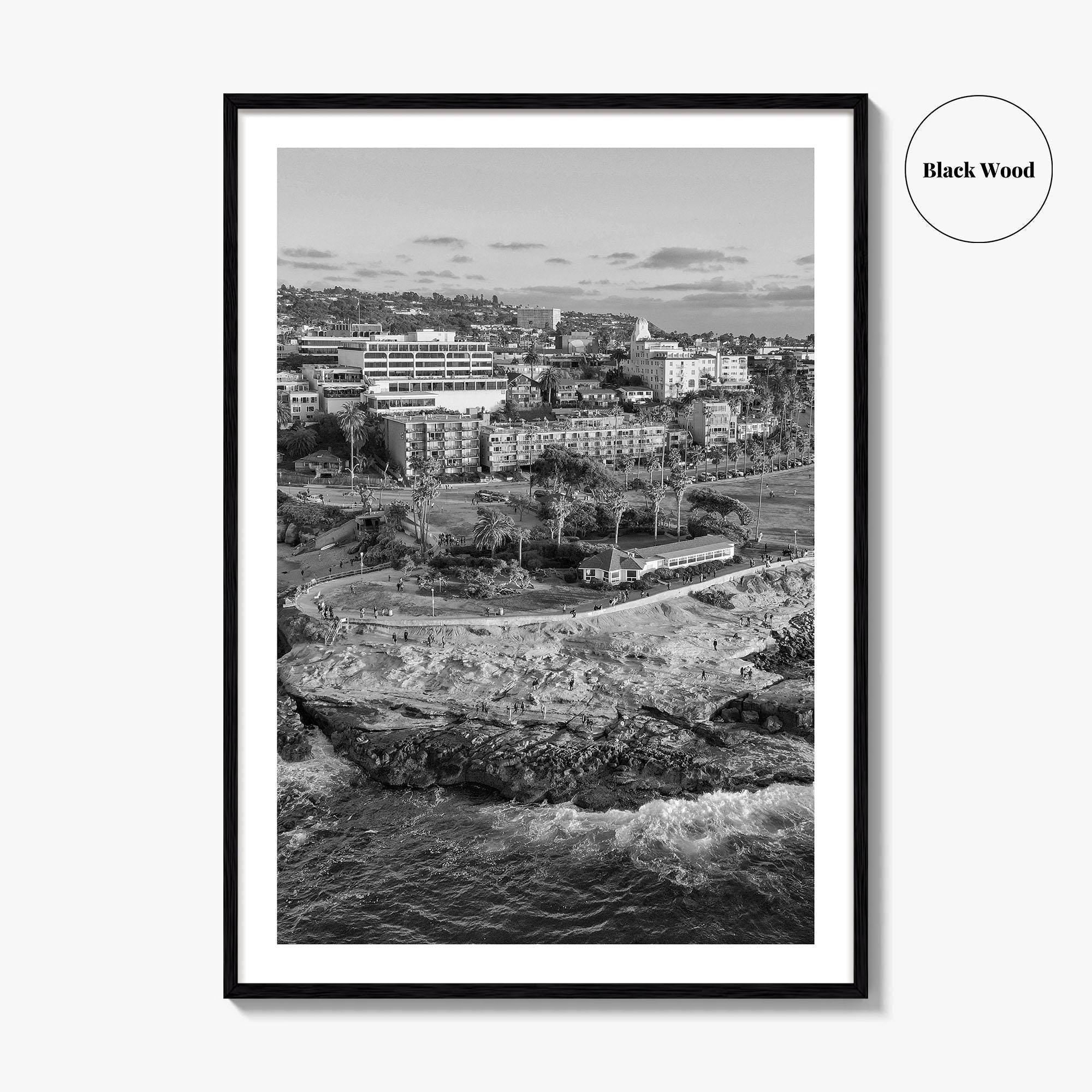 La Jolla Cove Black and White Fine Art Photo Print, San Diego Poster Poster