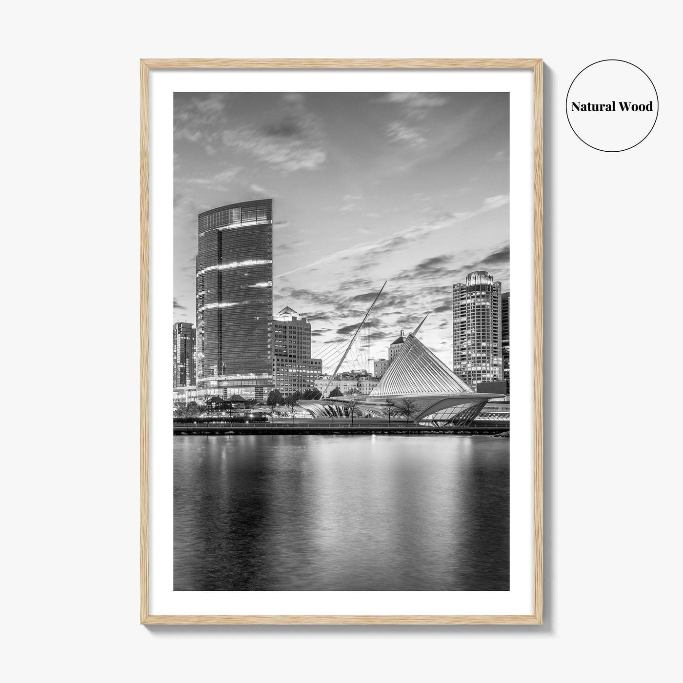 Milwaukee Skyline Black and White Fine Art Photo Print, Wisconsin, Lake Michigan Poster