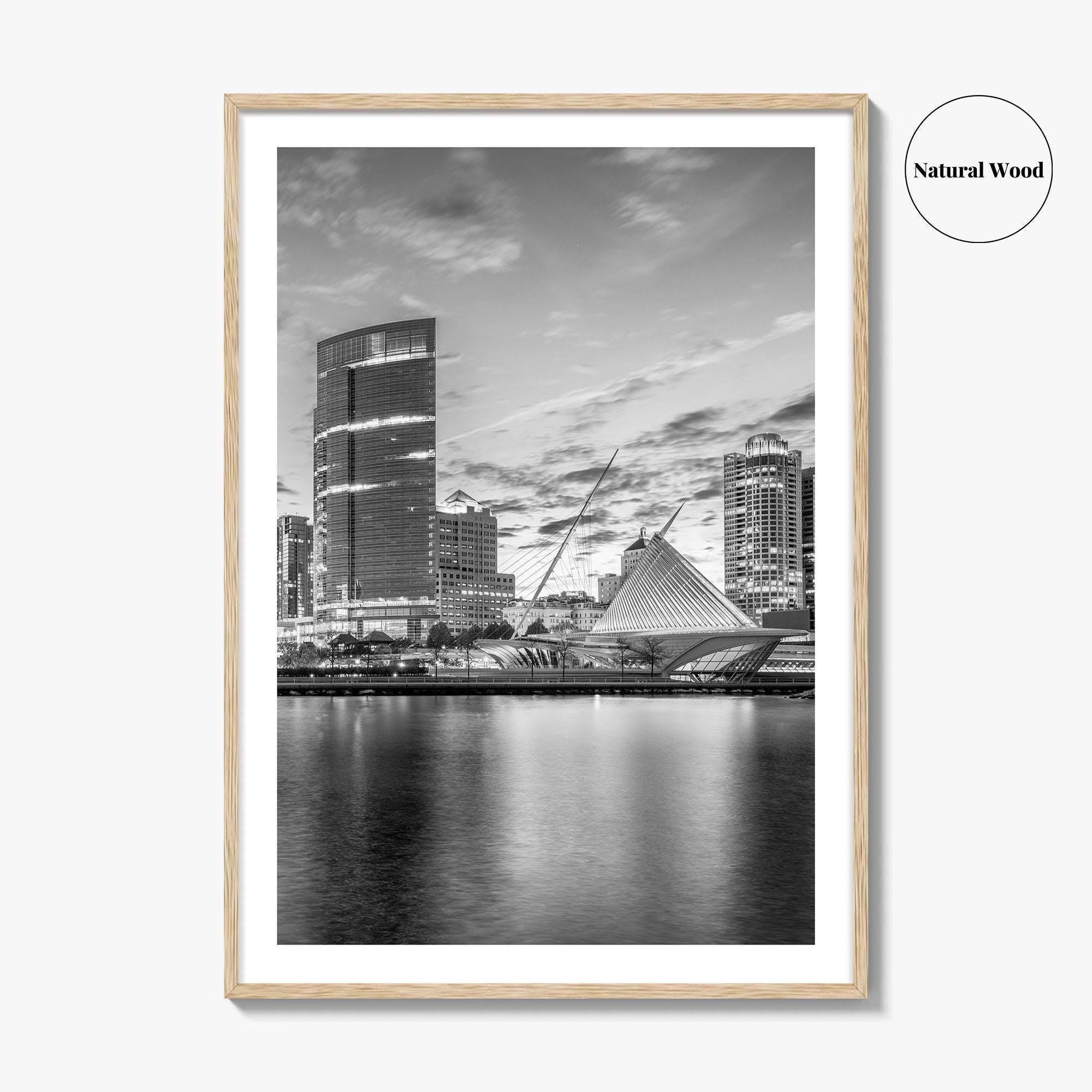 Milwaukee Skyline Black and White Fine Art Photo Print, Wisconsin, Lake Michigan Poster