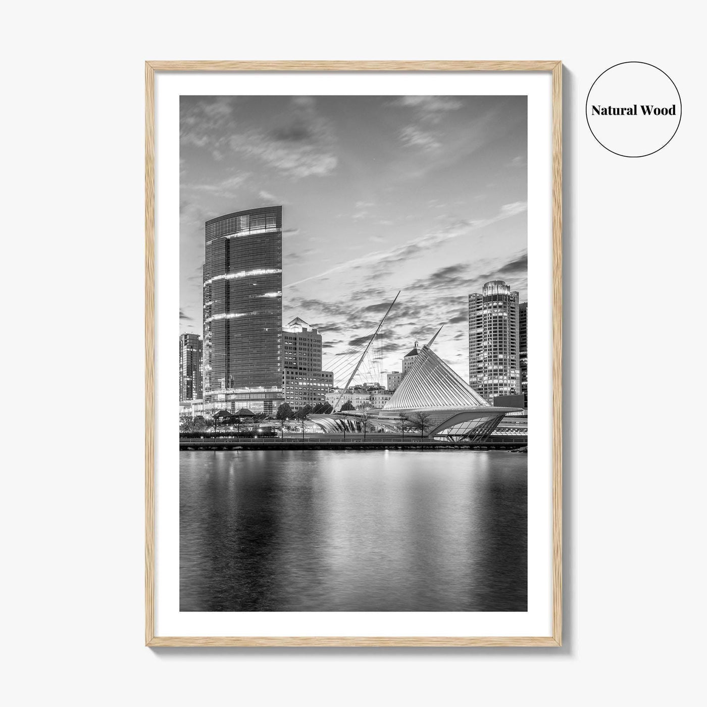Milwaukee Skyline Black and White Fine Art Photo Print, Wisconsin, Lake Michigan Poster