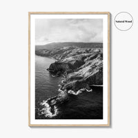 Maui Black and White Fine Art Photo Print, Hawaii Aerial Island Ocean Landscape Poster