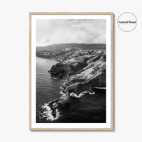 Maui Black and White Fine Art Photo Print, Hawaii Aerial Island Ocean Landscape Poster
